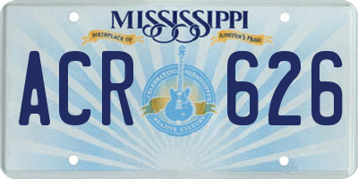 MS license plate ACR626