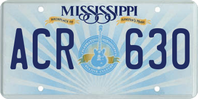 MS license plate ACR630