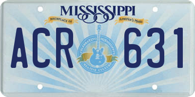 MS license plate ACR631