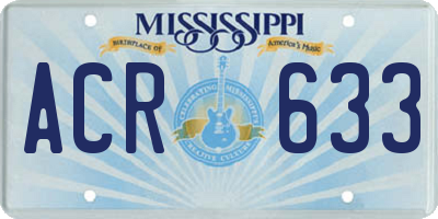 MS license plate ACR633