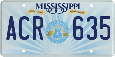 MS license plate ACR635