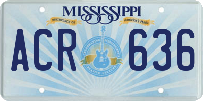 MS license plate ACR636