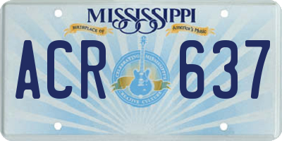 MS license plate ACR637