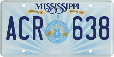 MS license plate ACR638