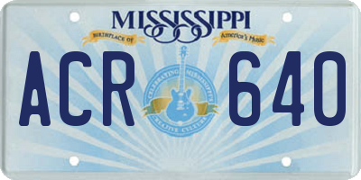 MS license plate ACR640