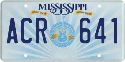 MS license plate ACR641