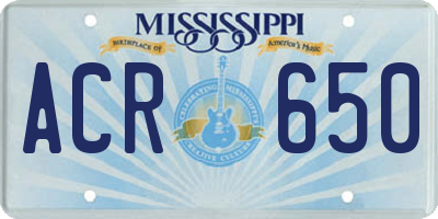 MS license plate ACR650