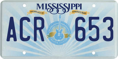 MS license plate ACR653