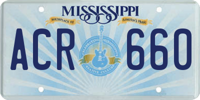MS license plate ACR660