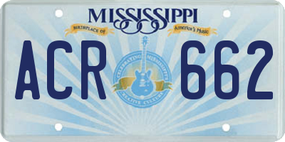 MS license plate ACR662