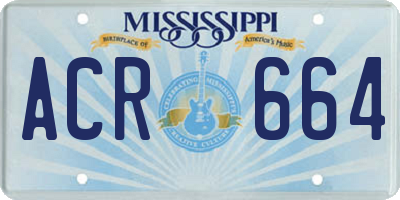 MS license plate ACR664
