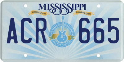 MS license plate ACR665