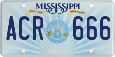 MS license plate ACR666