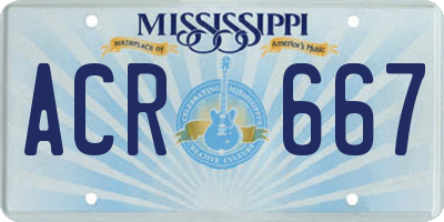 MS license plate ACR667