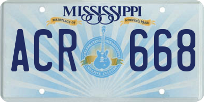 MS license plate ACR668