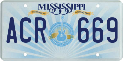 MS license plate ACR669