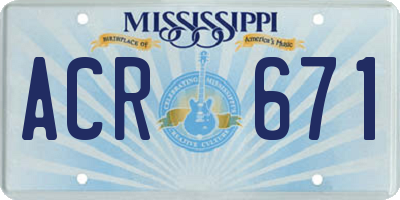 MS license plate ACR671