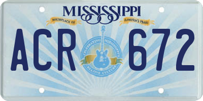 MS license plate ACR672