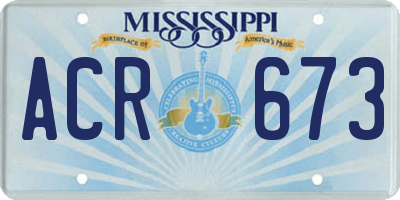 MS license plate ACR673