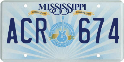 MS license plate ACR674