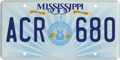 MS license plate ACR680