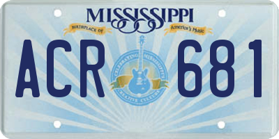 MS license plate ACR681