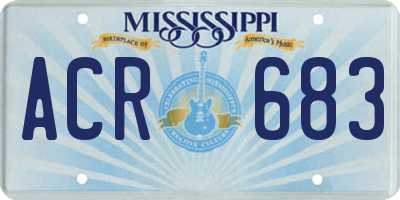 MS license plate ACR683