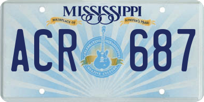 MS license plate ACR687