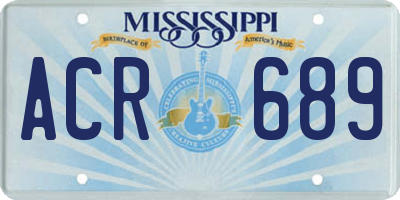 MS license plate ACR689