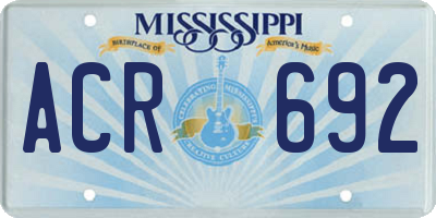 MS license plate ACR692