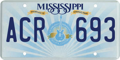 MS license plate ACR693