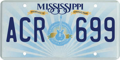 MS license plate ACR699