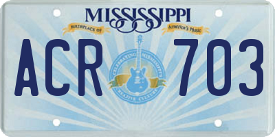 MS license plate ACR703