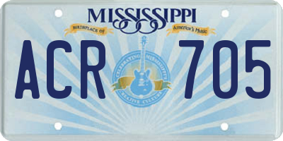 MS license plate ACR705