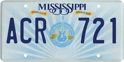 MS license plate ACR721