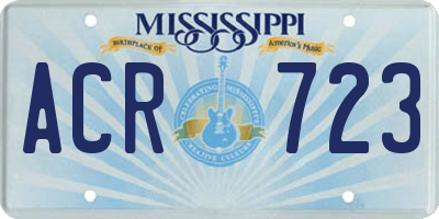 MS license plate ACR723