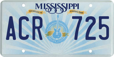 MS license plate ACR725