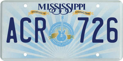 MS license plate ACR726