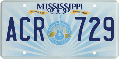 MS license plate ACR729