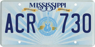 MS license plate ACR730
