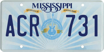 MS license plate ACR731