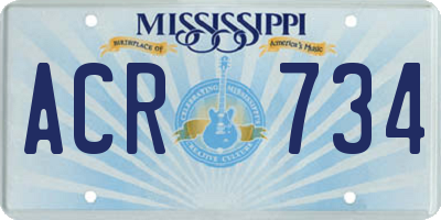 MS license plate ACR734