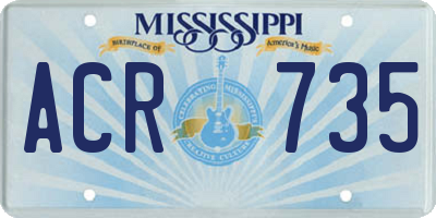 MS license plate ACR735