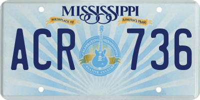 MS license plate ACR736