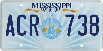 MS license plate ACR738