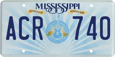 MS license plate ACR740