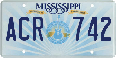 MS license plate ACR742