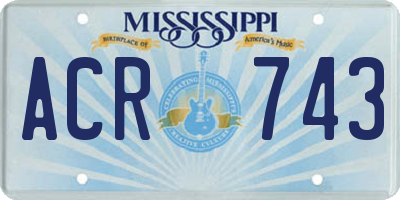 MS license plate ACR743