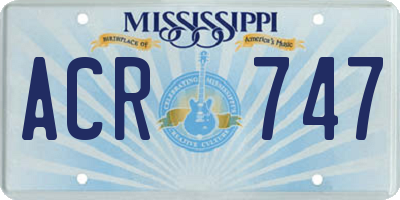 MS license plate ACR747
