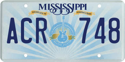 MS license plate ACR748